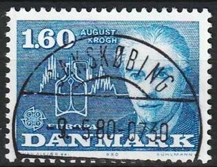 FRIMÆRKER DANMARK | 1980 - AFA 696 - Europamærker - 1,60 Kr. blå - Pragt Stemplet Sakskøbing